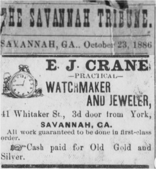 Cyrus Campfield | E.J. Crane, Jewelers & Watch Repair, 1877
