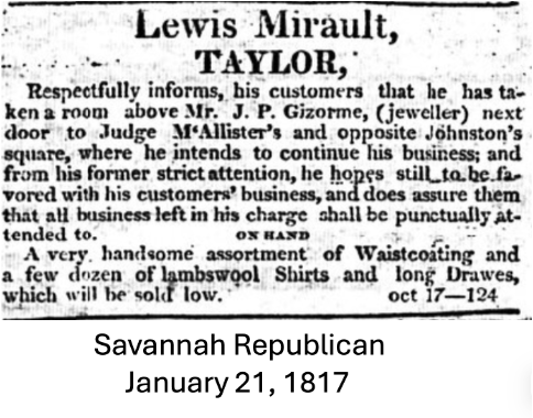 Lewis (Louis) Mirault, Tailor