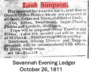 Leah Simpson's Pastry Shop, 1810