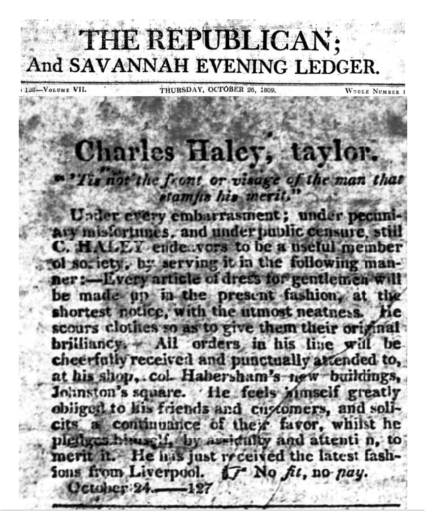 Charles Haley, Tailor